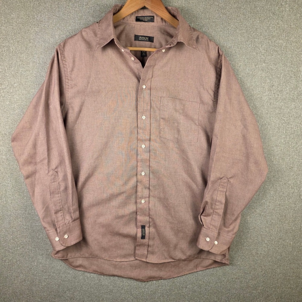Arrow Work Play Mens Mauve Long Sleeve Button Down Shirt Large Gorpcore y2k vtg